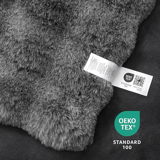 Amélie Home Faux Fur Throw Blanket for Couch, Fuzzy Cozy Soft Fluffy Fur Luxurious Soft Bubble Blanket for Sofa Bedroom Living Room, 60"x80" Inches, Ionic Wolf Gray
