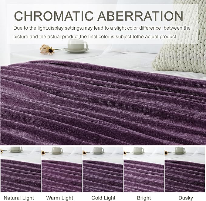 Chenille Throw Blanket for Couch 60"X 80" Twin, Soft Cozy Throws with Fringe Tassel for Bed Sofa Chair Cover, Lightweight Knitted Decorative Boho Blankets for Living Room, Dark Purple