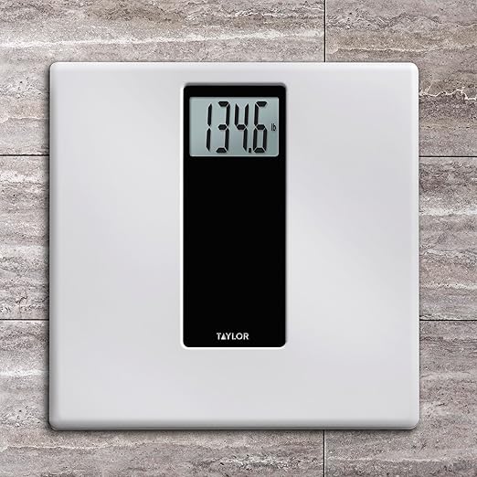 Taylor Digital Glass Bathroom Scale for Body Weight, 400 lb Capacity, Durable Tempered Glass Platform and Easy to Read, White