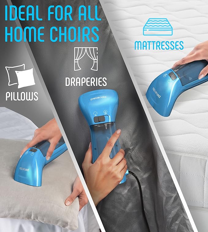 Portable Travel Garment Steamer for Clothes, Metal Steam Head, 25s Heat Up, Pump System, Mini Size, Handheld Steamer for Any Fabrics, No Water Spitting, 120V