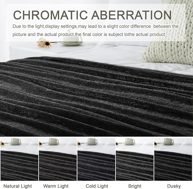 Chenille Throw Blanket for Couch 50"X 60", Soft Cozy Throws with Fringe Tassel for Bed Sofa Chair Cover, Lightweight Knitted Decorative Boho Blankets for Living Room, Black