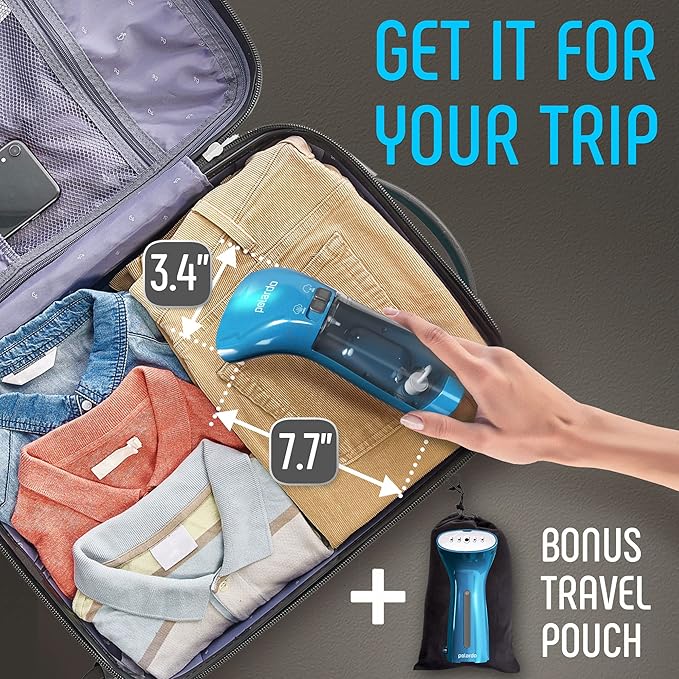 Portable Travel Garment Steamer for Clothes, Metal Steam Head, 25s Heat Up, Pump System, Mini Size, Handheld Steamer for Any Fabrics, No Water Spitting, 120V