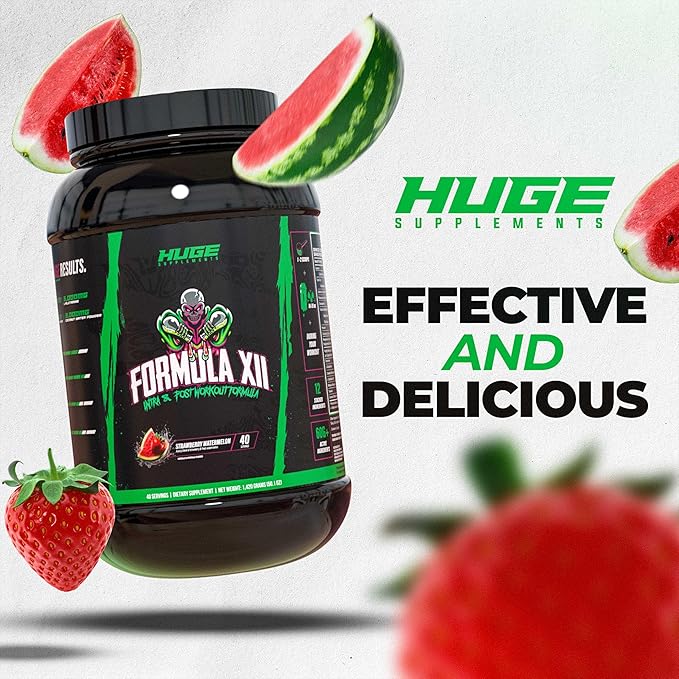 Formula XII Intra Workout Carbs & Post Workout Recovery Powder, Rapidly Absorbed, Boost Exercise Performance, Strength, Endurance & Hydration, 12 Science-Backed Ingredients (Strawberry Watermelon)
