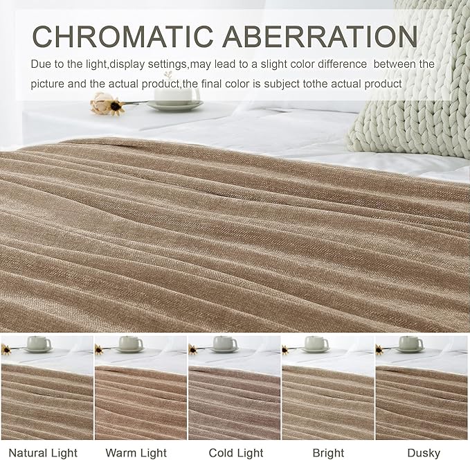 Chenille Throw Blanket for Couch 50"X 60", Soft Cozy Throws with Fringe Tassel for Bed Sofa Chair Cover, Lightweight Knitted Decorative Boho Blankets for Living Room, Taupe