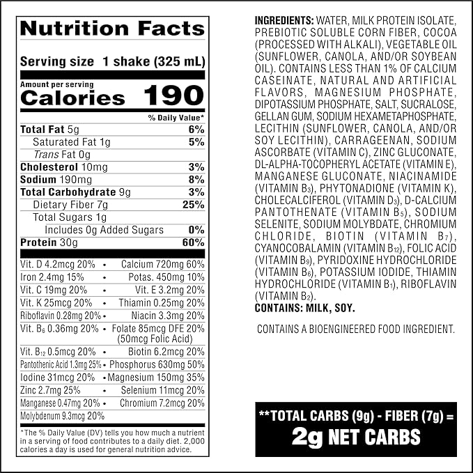Atkins Strong High Protein Shake, Milk Chocolate Flavored, 30g Protein, Low Carb and Low Sugar Shake, Keto Friendly, Gluten Free, Muscle and Gut Health Support Complex, 12 Count