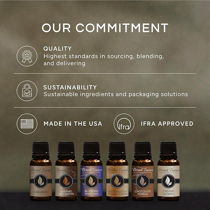 Eternal Essence Oils Christmas Set of 6 Premium Fragrance Oils - Peppermint, Cranberry, Spiced Cider, Pine, Cinnamon and Reindeer Retreat - for Diffusers, Candle & Soap Making, & Aromatherapy - 10ML