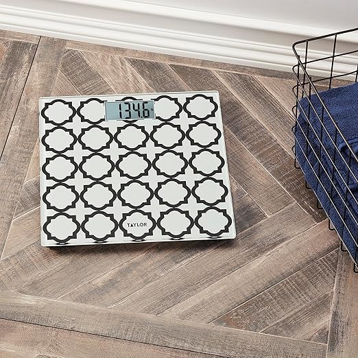 Taylor Glass Digital Bath Scale (White Lattice) 100 Count